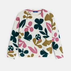 بلوفر مطبوع عليه أزهار، أخضر اللون للفتيات